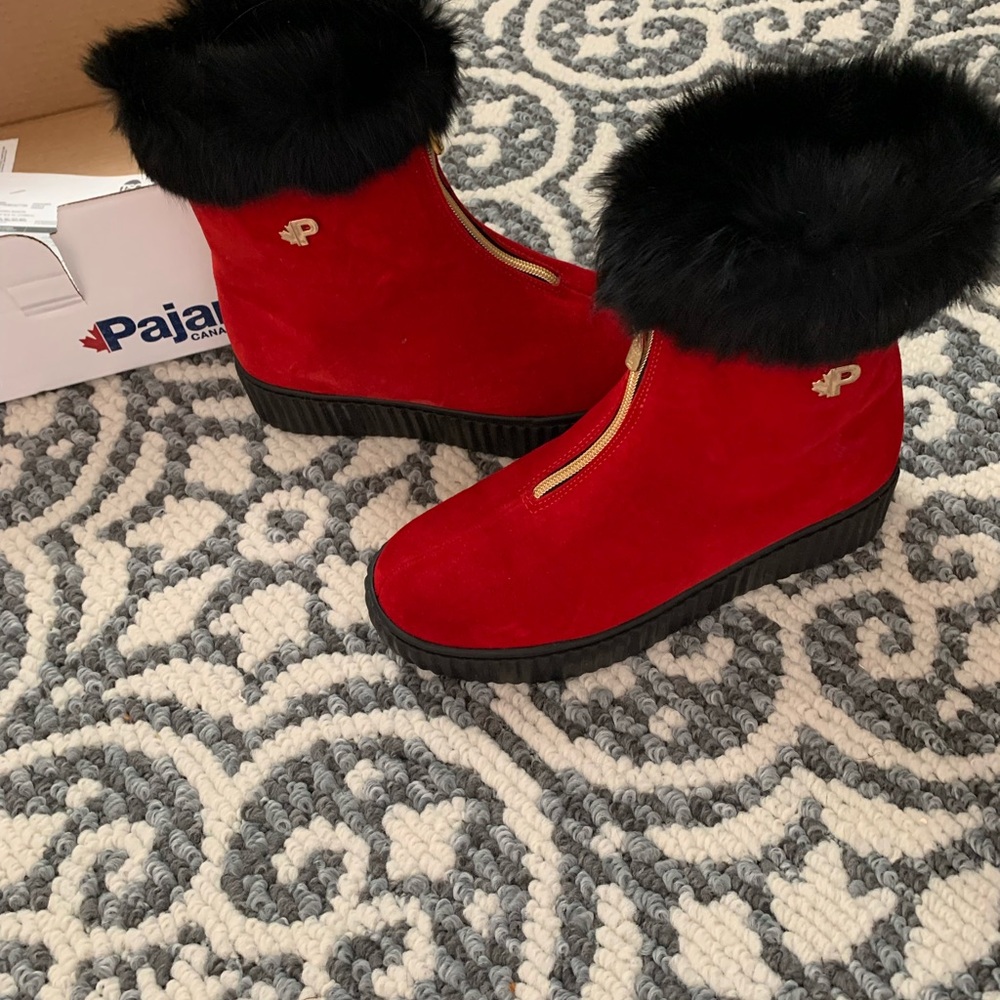 Pajar CELIA Suede Red Boots NWOT